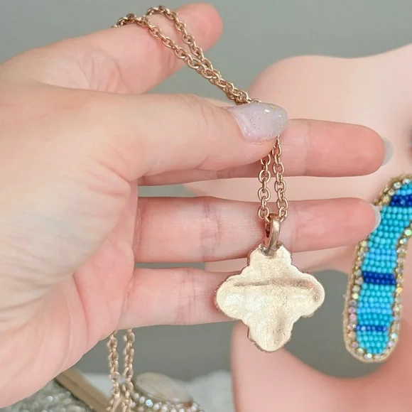 Gold and Turquoise Pendant Necklace - Picture 8 of 8